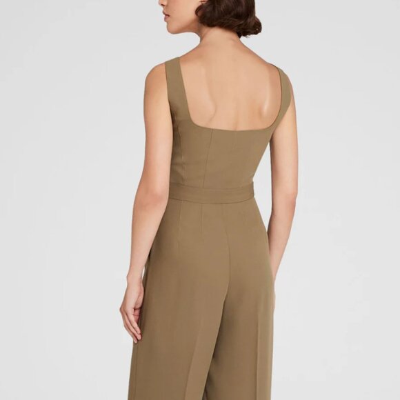 Club Monico, Crepe Square-Neck Jumpsuit, Olive Size 10 - Picture 2 of 7